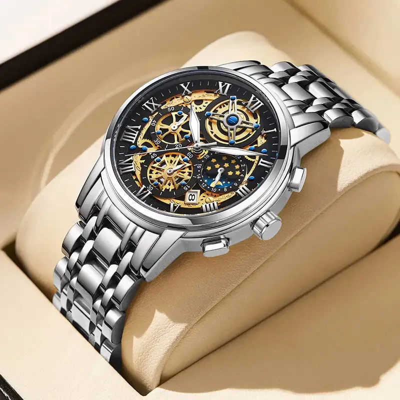 Men's LIGE Chronograph Gold Watch